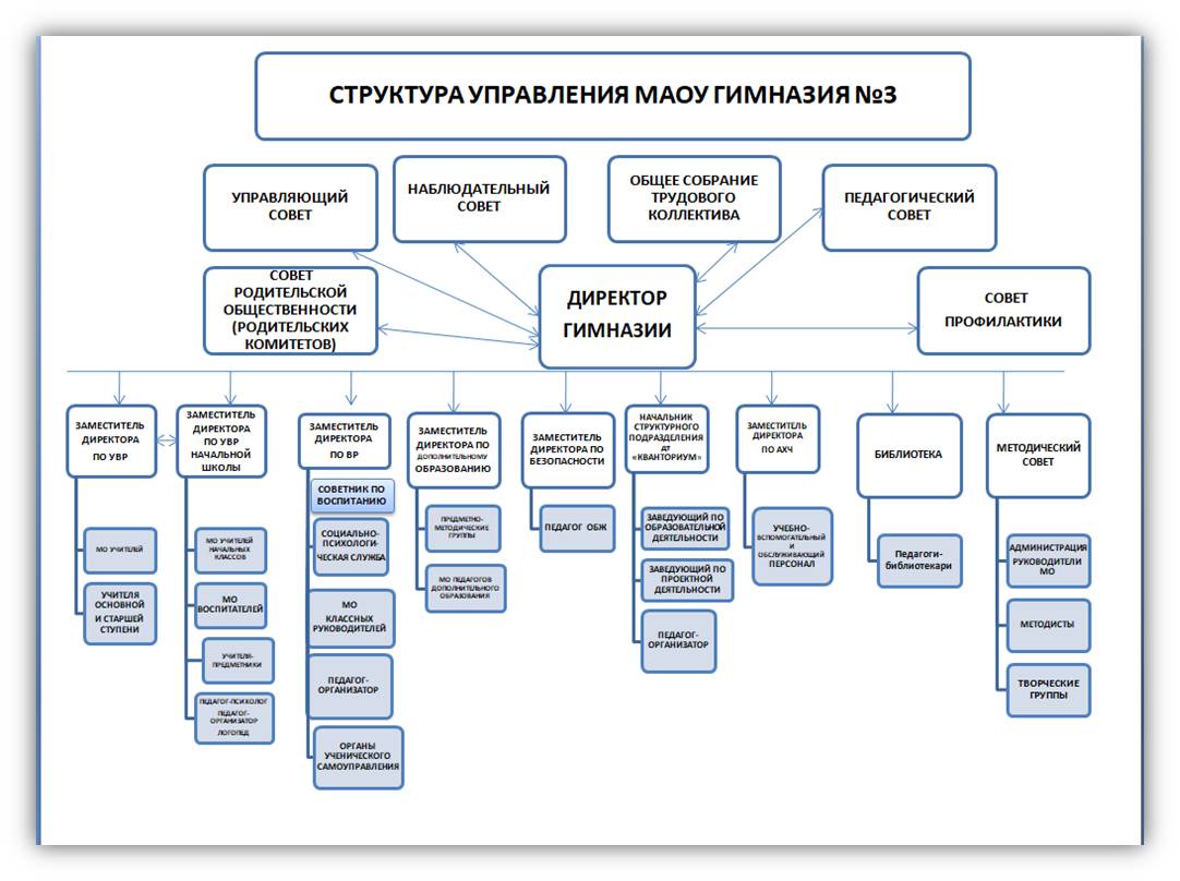 Структура и органы управления | МАОУ Гимназия № 3 г. Южно-Сахалинска